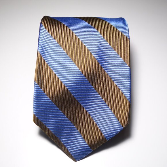 Vintage Christian Dior Blue Stripe Pattern 100% Silk Tie - Picture 1 of 6